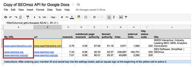 Moz Links API Extension for Google Docs