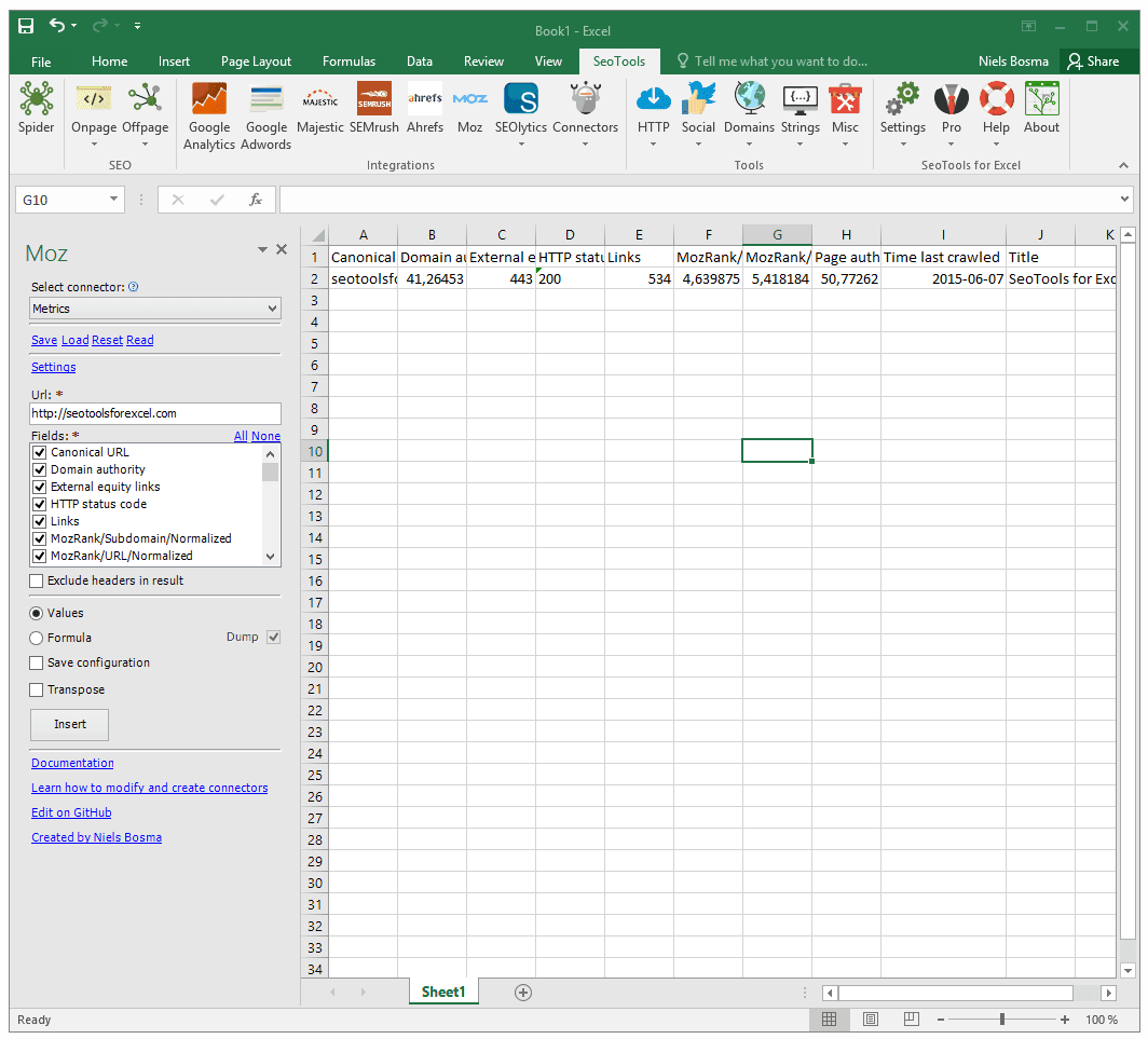 SeoTools for Excel